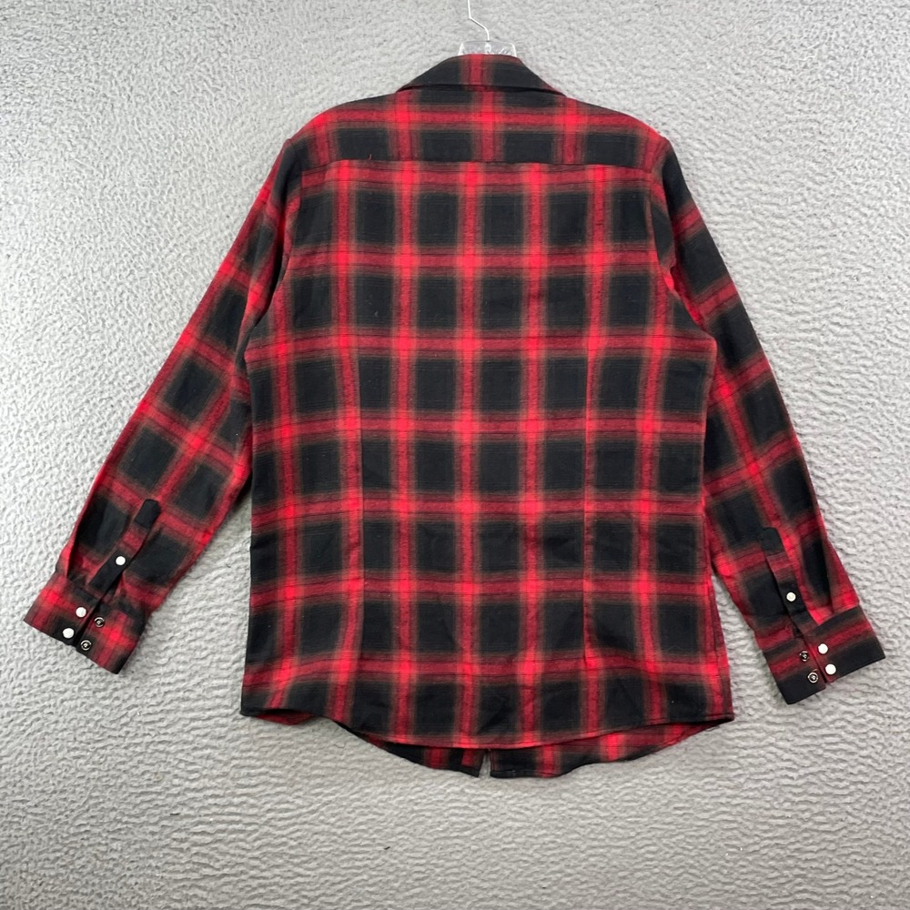 Pashartuk Flannel Western Shirt Mens Large Red Black Plaid Snap Button Academia - Picture 2 of 11